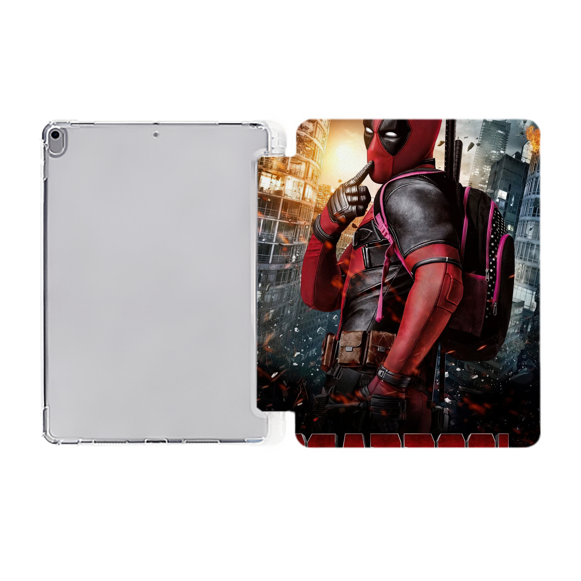 （画像用） Deadpool デッドプール IPad ケース ペン収納付き 三つ折りスタンド PUレザー×シリコン 対応機種9.5/10.5/10.9インチ